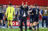 Steve Clarke celebrated the recent win v Austria (Photo by Alan Harvey / SNS Group)