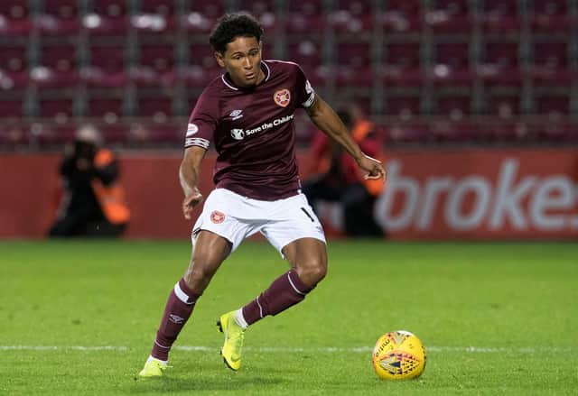 Demetri Mitchell in action for Hearts in 2019. Picture: SNS