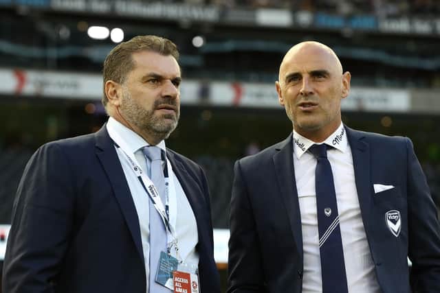 Ange Postecoglou, left, could be joined at Celtic by Kevin Muscat, right.