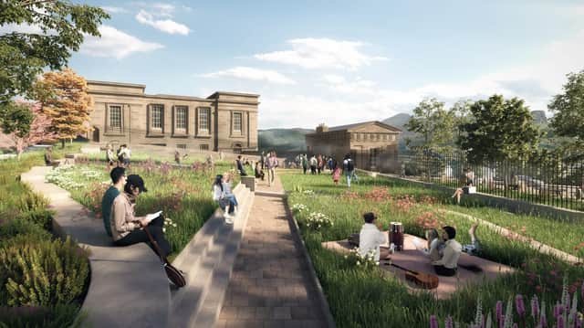 A public garden, visitor centre, cafe and gallery will be created at the former Royal High School on Calton Hill under the new vision (Image: Richard Murphy Architects)
