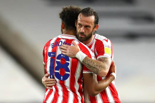 Steven Fletcher pictured during last season with Stoke City.