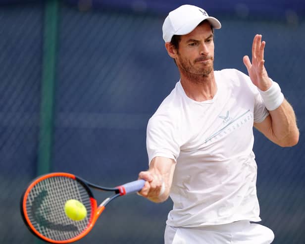 Andy Murray during a practice session ahead of his final on day seven of the 2023 Lexus Surbiton Trophy at Surbiton Racket and Fitness Club, London. Picture date: Sunday June 11, 2023.