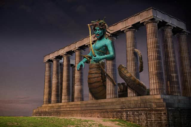 Medusa, who appeared in Harryhausen's last movie, Clash of the Titans, has been spotted at the National Monument on Calton Hill. Image: National Galleries of Scotland