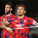 Rangers duo James Tavernier and Connor Goldson at full-time after the 0-0 draw at Dundee. (Photo by Ross MacDonald / SNS Group)