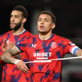 Rangers duo James Tavernier and Connor Goldson at full-time after the 0-0 draw at Dundee. (Photo by Ross MacDonald / SNS Group)