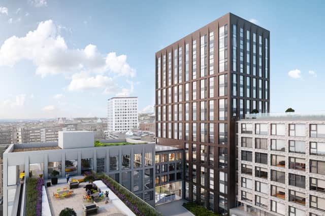 The Holland Park scheme will see the former police headquarters on Pitt Street Glasgow replaced by four apartment blocks providing 433 homes for rent in total.