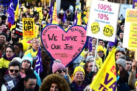 Teachers protesting during a recent pay dispute. Picture: John Devlin