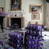 Claire Grant from the National Trust for Scotland with a pile of Easter eggs.