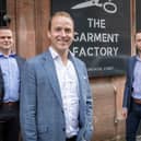 Blackford MD Tom Aldridge (centre) with two of his nine new hires, Michael Gregson (left) and Nick Smith (right) at the group’s HQ in Glasgow. Picture: McAteer Photograph.