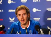 Todd Cantwell addresses the media during his first Rangers press conference.