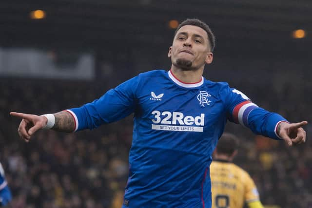 Rangers captain James Tavernier celebrates after scoring in the 3-0 win over Livingston last weekend. (Photo by Craig Foy / SNS Group)