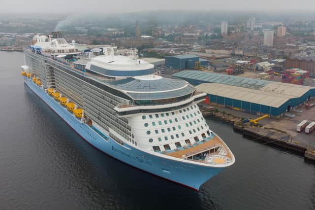 More than 90 cruise liners are booked into the Inverclyde town’s new dedicated pontoon this year – a year-on-year rise of more than 25 per cent. Picture: contributed.