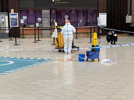 The scene at Glasgow Central this morning. Credit, Edinburgh Courts