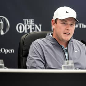 TROON, SCOTLAND - JULY 17: Bob MacIntyre during his press conferance  at the 152th Open Championship at Royal Troon on Wednesday, July 17, 2024 in Troon, Scotland. (Photo by Tom Russo/ The Scotsman)