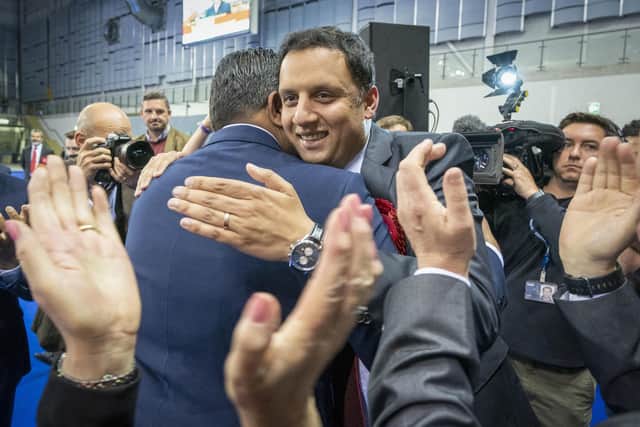 Scottish Labour leader Anas Sarwar celebrates with candidates at the Glasgow City Council count. Picture: Jane Barlow/PA Wire