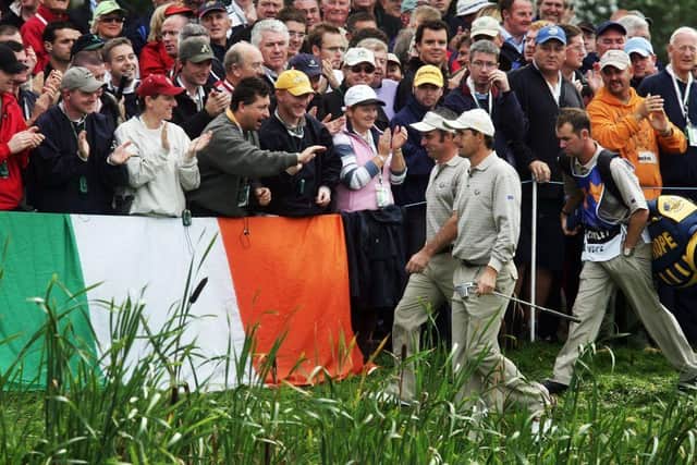 Shane Lowry was among the home fans cheering on Paul McGinley and Padraig Harrington during the 2006 Ryder Cup at The K Club. Picture: Harry How/Getty Images.