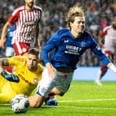 Todd Cantwell won a penalty for Rangers during the friendly defeat by Olympiakos.