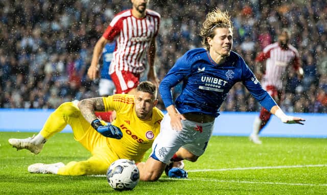 Todd Cantwell won a penalty for Rangers during the friendly defeat by Olympiakos.
