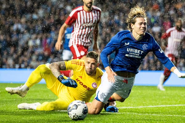 Todd Cantwell won a penalty for Rangers during the friendly defeat by Olympiakos.