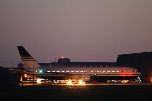 The grounded Rwanda deportation flight