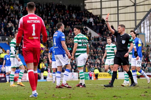 St Johnstone defender Andy Considine scored an own goal and was sent off on his 600th senior appearance.