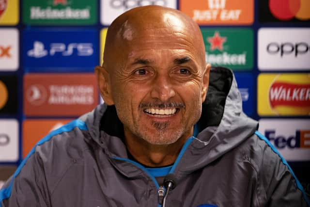 Napoli manager Luciano Spalletti during a press conference ahead of the Champions League group stage match at Ibrox. (Photo by Alan Harvey / SNS Group)