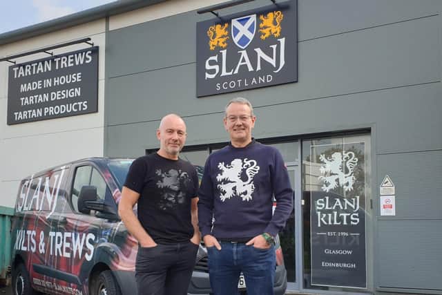 From left: Brian and Craig Halley of Slanj outside their new store in Glasgow's east end. Picture: contributed.