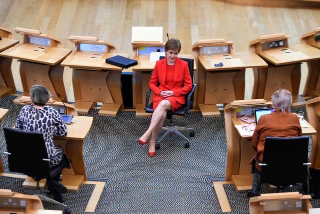First Minister Nicola Sturgeon at the Scottish Parliament in Holyrood, Edinburgh. Picture: Andy Buchanan/PA Wire