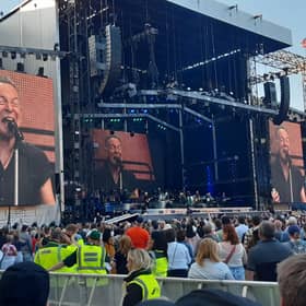Bruce Springsteen on stage at Murrayfield