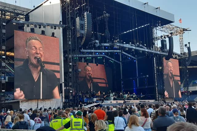 Bruce Springsteen on stage at Murrayfield