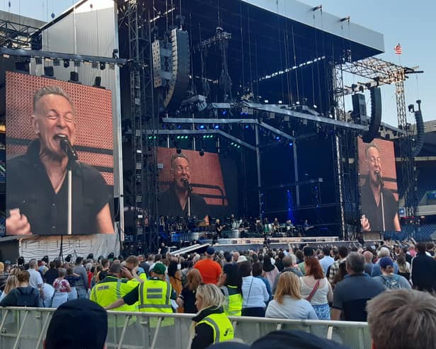 Bruce Springsteen on stage at Murrayfield