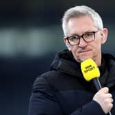 Gary Lineker, BBC Sport TV Pundit looks on prior to the Emirates FA Cup Quarter Final  match between Leicester City and Manchester United at The King Power Stadium on March 21, 2021 in Leicester, England.