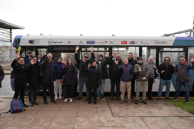 Passengers who made the first journey over the Forth Bridge on an autonomous bus