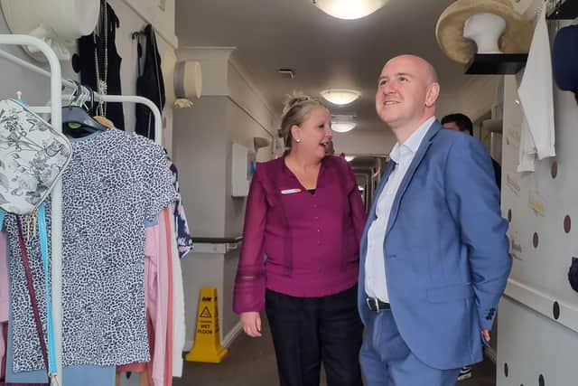 Laura Turnbull, Home Manager at HC-One Scotland’s Highgate Care Home with MP for Coatbridge and Bellshill, Frank McNally