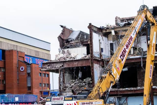 Demolition work is well underway on the site which will host New Edmiston House at Ibrox Stadium in time for Rangers' 150th anniversary in 2022. (Photo by Bill Murray / SNS Group)