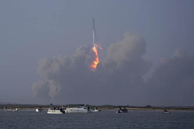 SpaceX's Starship launches from Starbase in Boca Chica, Texas, Thursday, April 20, 2023. (AP Photo/Eric Gay)