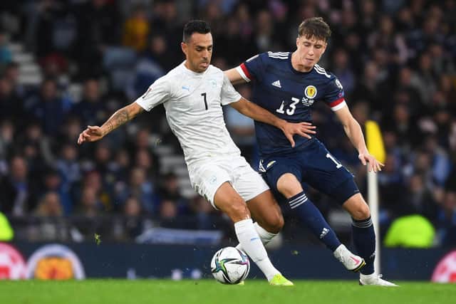 Jack Hendry keeps a watch on Eran Zahavi during Scotland's win over Israel (Photo by Craig Foy / SNS Group)