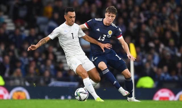 Jack Hendry keeps a watch on Eran Zahavi during Scotland's win over Israel (Photo by Craig Foy / SNS Group)