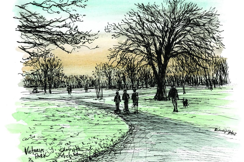 My kids finished primary this year and so this early morning sketch of Inverleith Park holds extra meaning. We visited here most mornings for over seven years but now hardly go there. The frosty mist was lingering just above the ground as three pals headed to school.