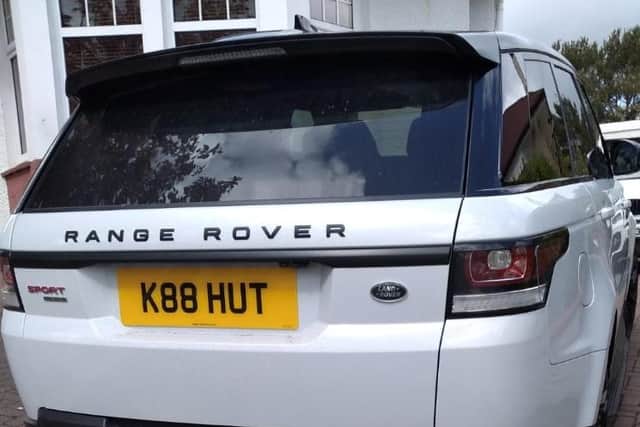 The white Range Rover Sport with registration number K88 HUT was parked on Wellpark Avenue, Kilmarnock (Photo: Police Scotland).