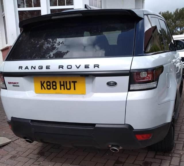 The white Range Rover Sport with registration number K88 HUT was parked on Wellpark Avenue, Kilmarnock (Photo: Police Scotland).