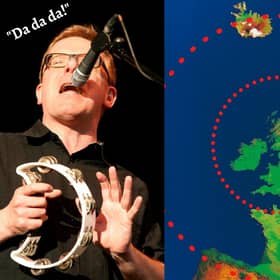 In Scotland's capital where we find 'sunshine on Leith', we can mark a radial distance of 500 miles and 500 more. This allows us to visualise the lengths The Proclaimers were prepared to go. Around the first 500 miles they could encounter France, Norway, Amsterdam, Brussels, and Denmark. After 500 more, they could fall down at a door in Portugal, Spain, Italy, Poland, Austria, Sweden, Prague, and Iceland, to name a few.
