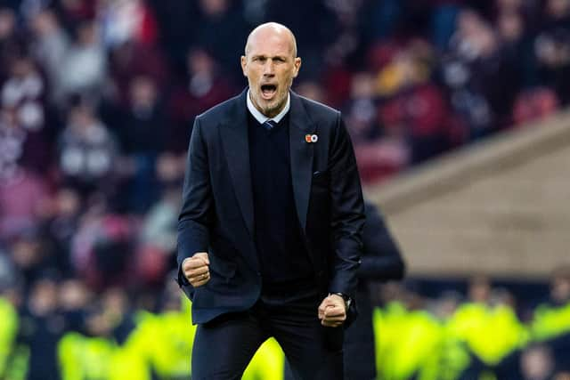 Rangers manager Philippe Clement celebrates the win over Hearts at Hampden.