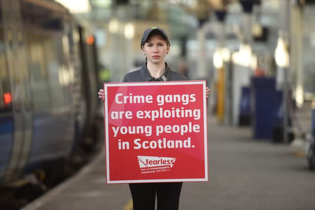 Police Scotland Youth Volunteers Carys Stewart promotes Fearless and Crimestoppers County Lines Campaign.