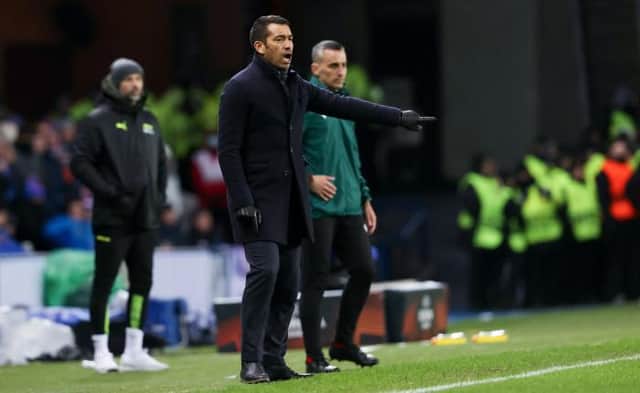 Rangers manager Giovanni van Bronckhorst issues instructions to his players during their Europa League match against Borussia Dortmund at Ibrox on Thursday. (Photo by Alan Harvey / SNS Group)