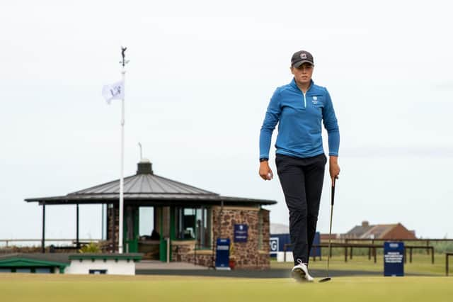 Broomieknowe's Hannah Darling on the 18th green at North Berwick in the AIG Women's Open final qualifier. Picture: R&A