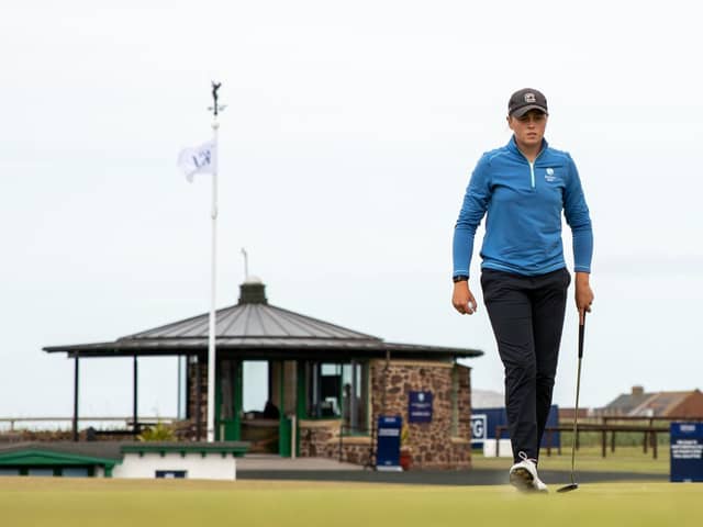 Broomieknowe's Hannah Darling on the 18th green at North Berwick in the AIG Women's Open final qualifier. Picture: R&A
