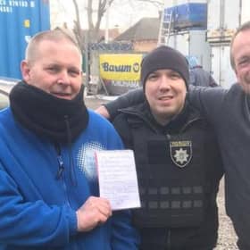Gary Taylor (left) and Joe McCarthy (right) have been driving people to safety over the border in Ukraine (Photo: Joe McCarthy)