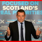 Douglas Ross unveils the Scottish Conservatives' new economic strategy in Edinburgh. Image: Andrew Milligan/Press Association.