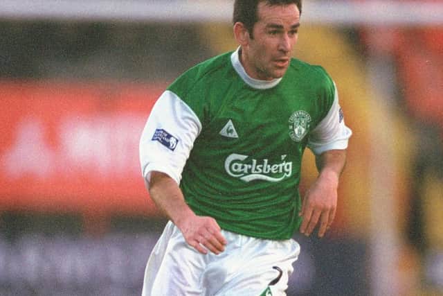 25 Nov 2000:  Stuart Lovell of Hibernian runs with the ball during the Scottish Premier Division match against St Mirren played at St Mirren Park, in Paisley, Scotland. The match ended in a 1-1 draw. \ Mandatory Credit: Michael Cooper /Allsport